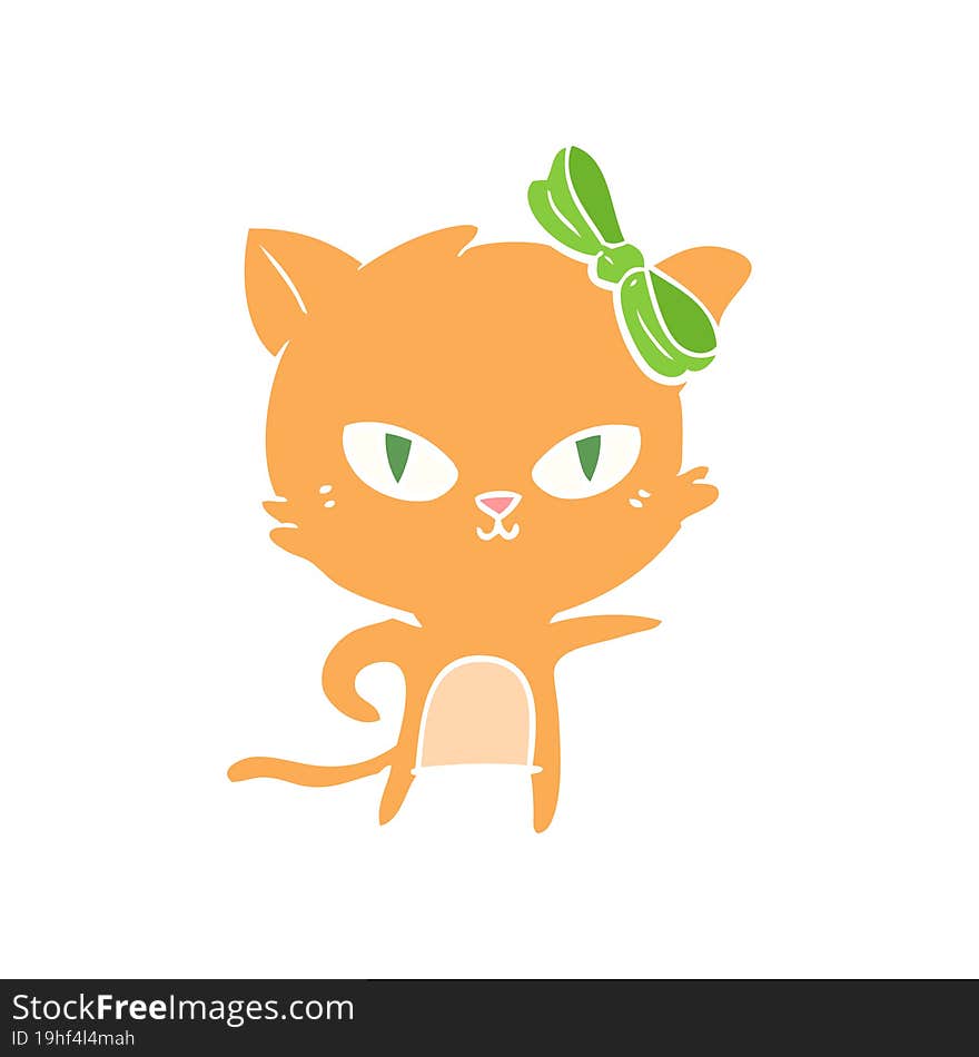 cute flat color style cartoon cat