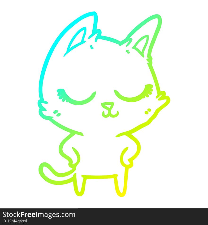 cold gradient line drawing calm cartoon cat