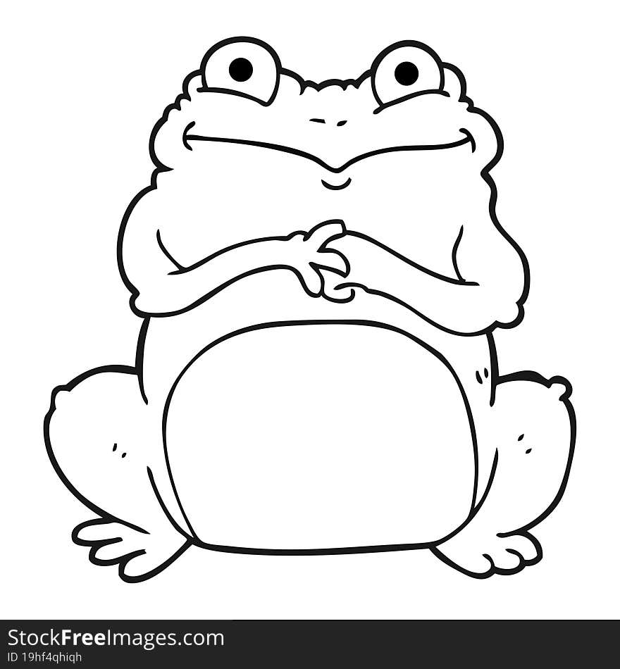 black and white cartoon funny frog