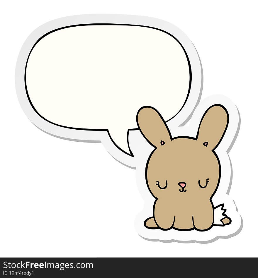 cute cartoon rabbit and speech bubble sticker