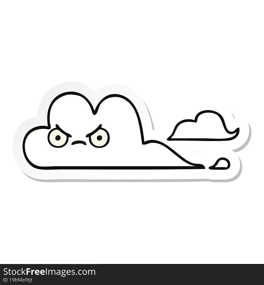 sticker of a cute cartoon white cloud