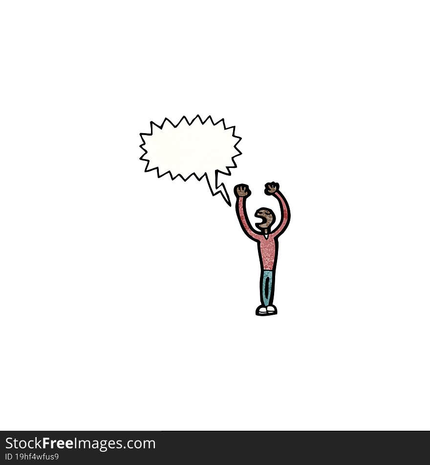 cartoon stick man with speech bubble