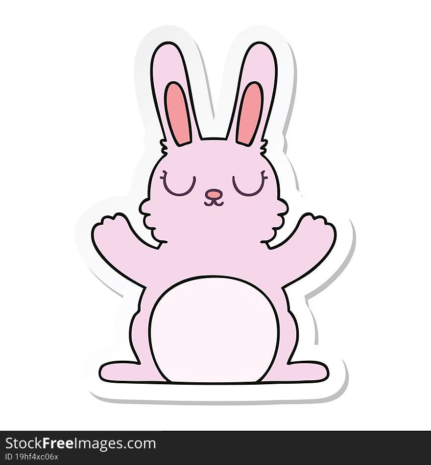 sticker of a quirky hand drawn cartoon rabbit