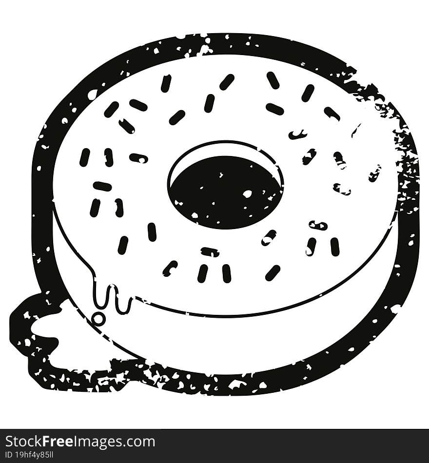 Distressed effect Tasty donut icon