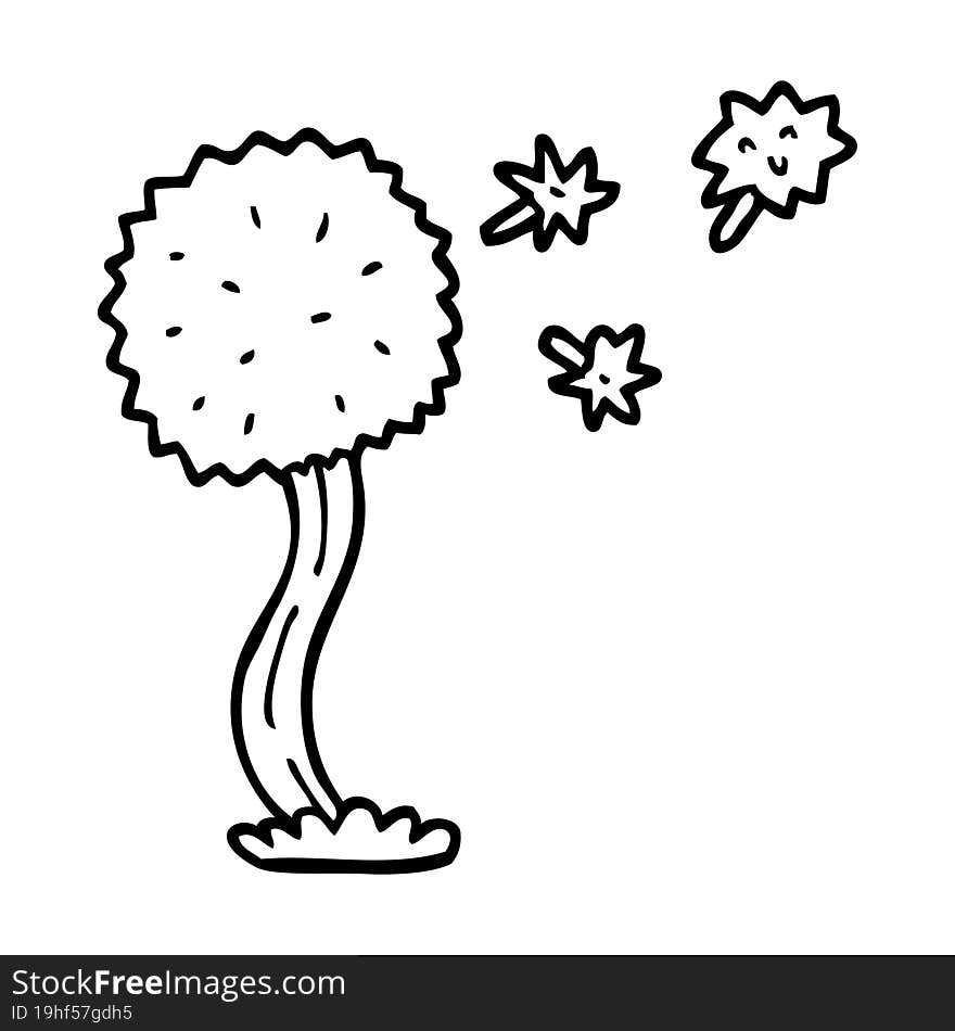 Line Drawing Cartoon Blowing Dandelion