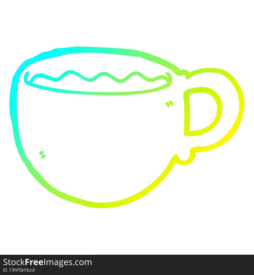 cold gradient line drawing cartoon coffee cup