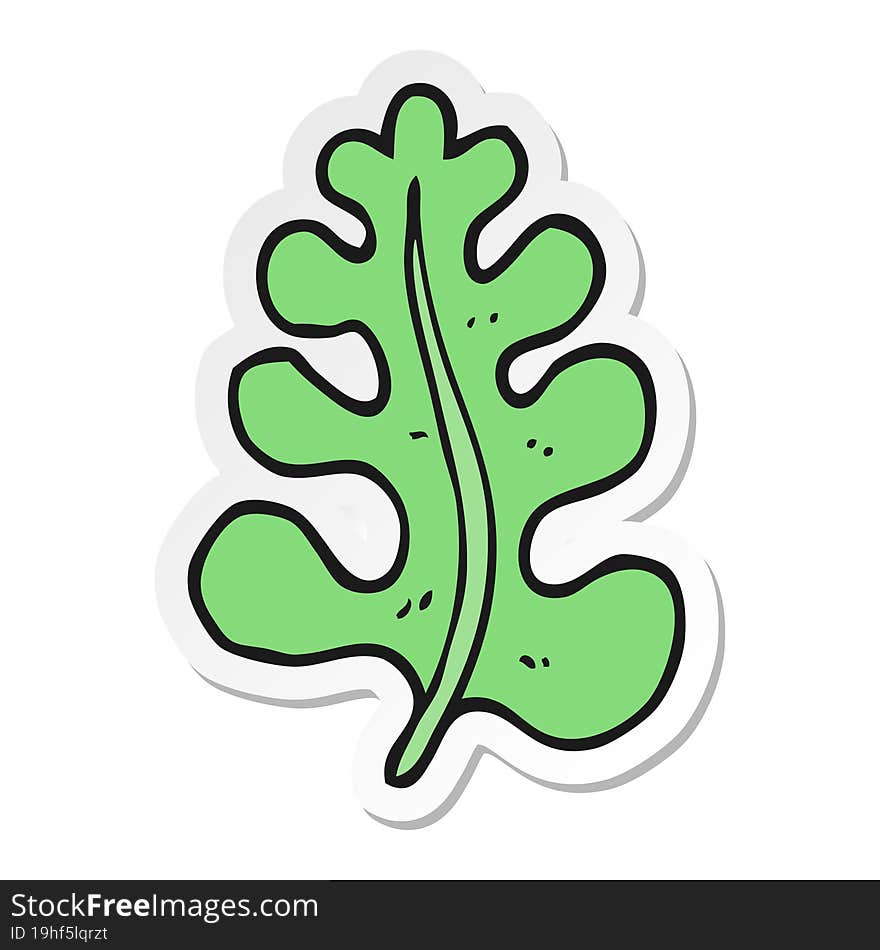 sticker of a cartoon leaf