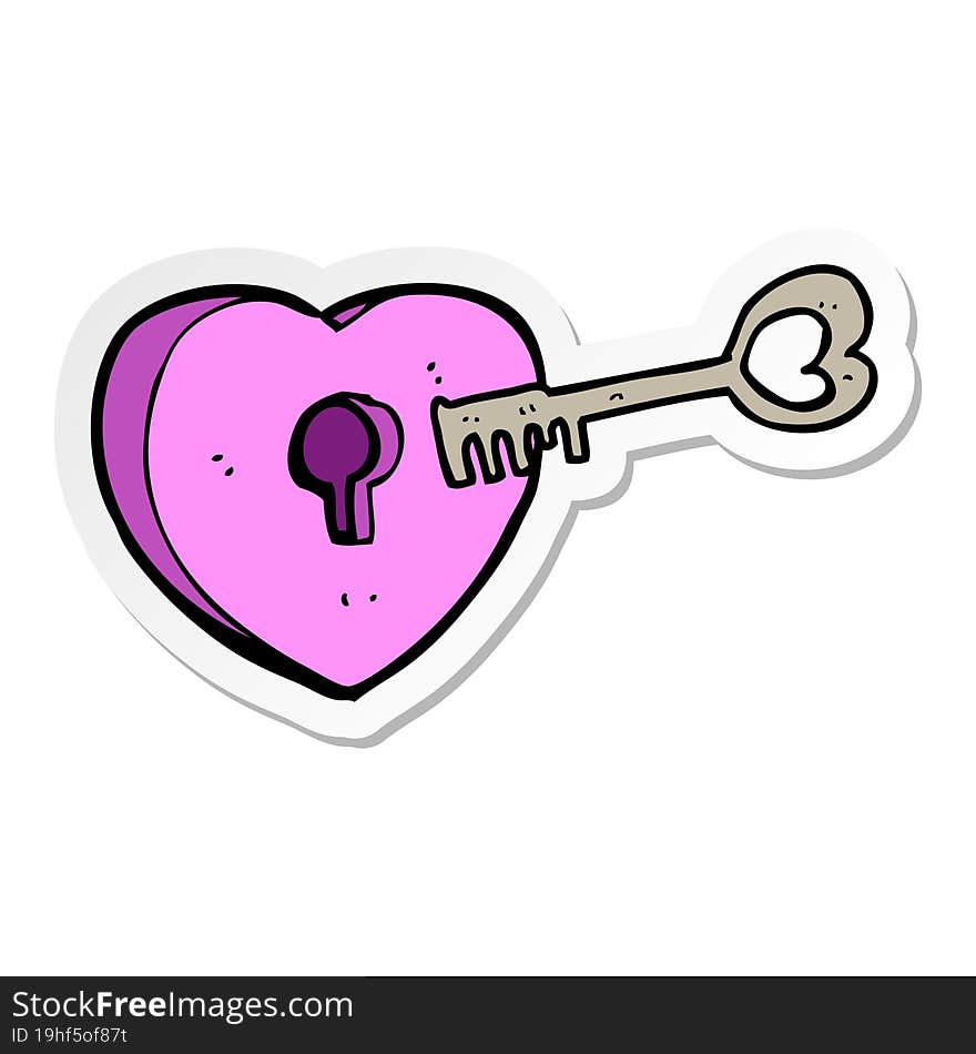 Sticker Of A Cartoon Heart With Keyhole