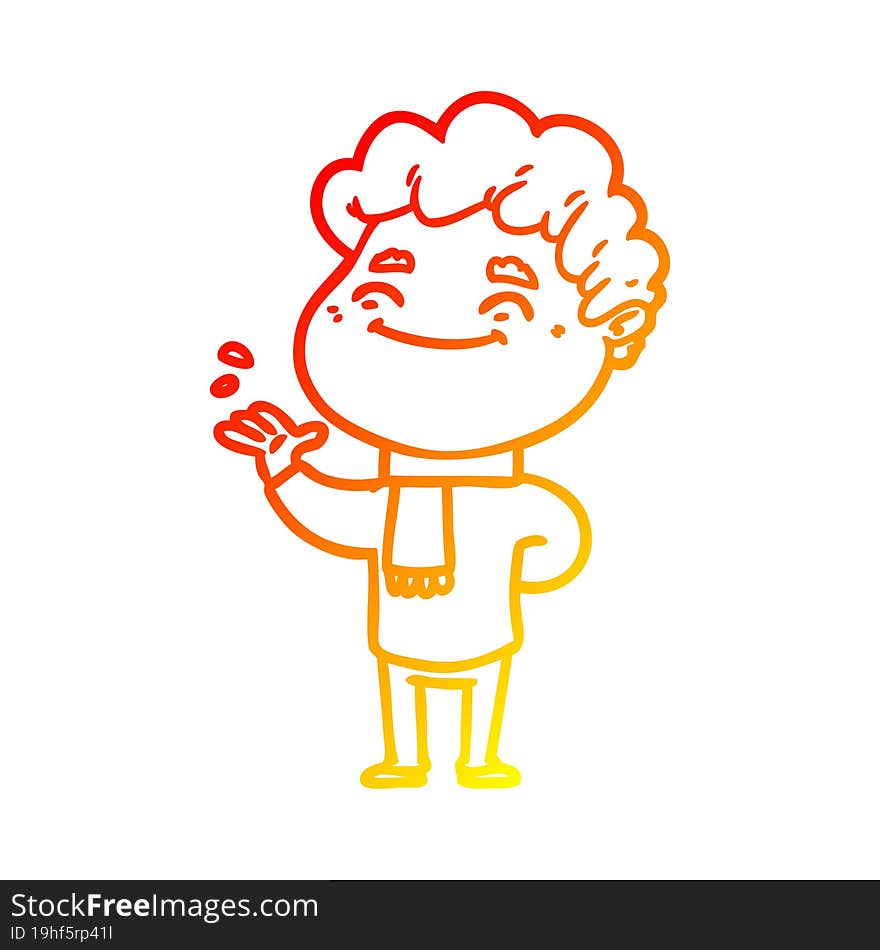 warm gradient line drawing cartoon friendly man