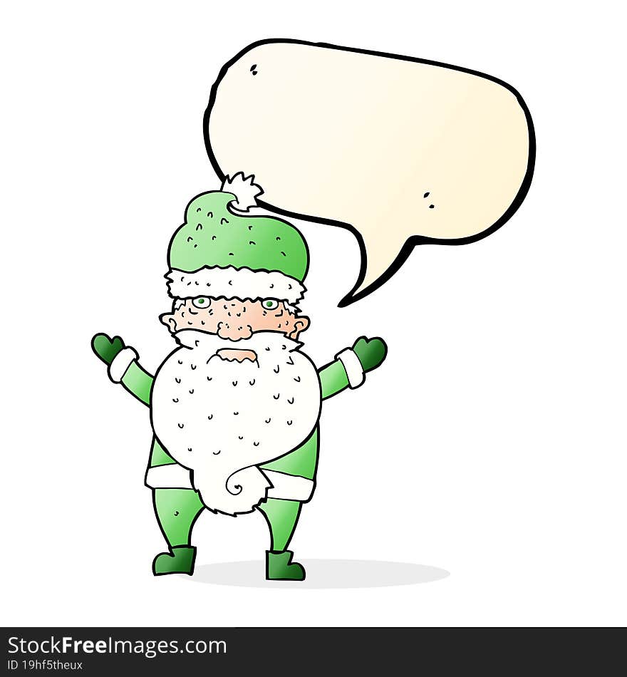 Cartoon Grumpy Santa With Speech Bubble