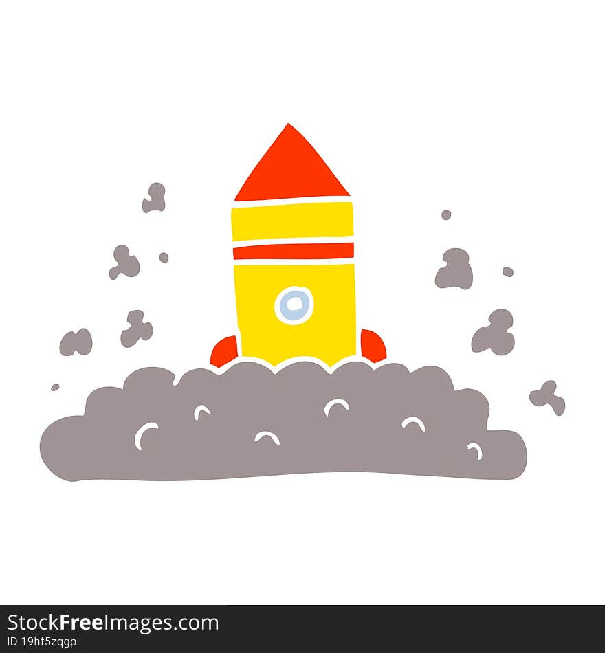 Cartoon Doodle Rocket Launching