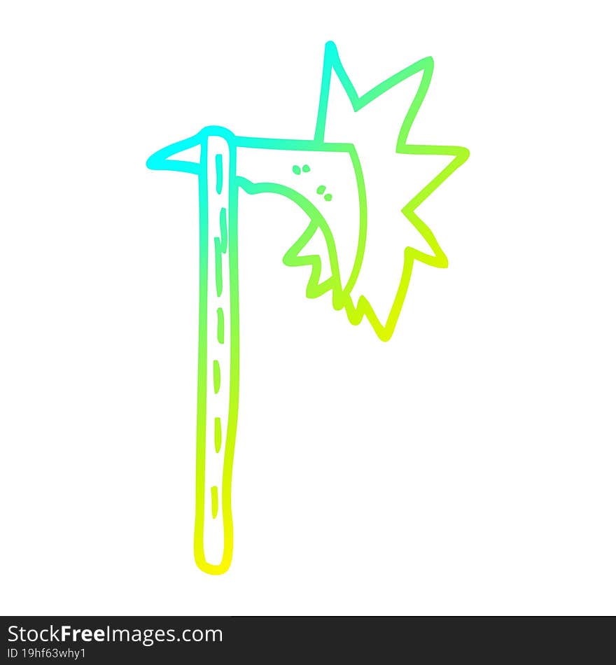 cold gradient line drawing cartoon sharp axe