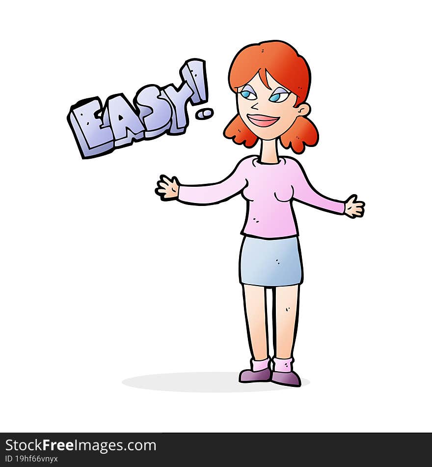 cartoon woman saying easy