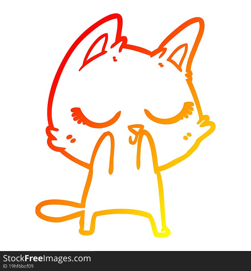 Warm Gradient Line Drawing Calm Cartoon Cat