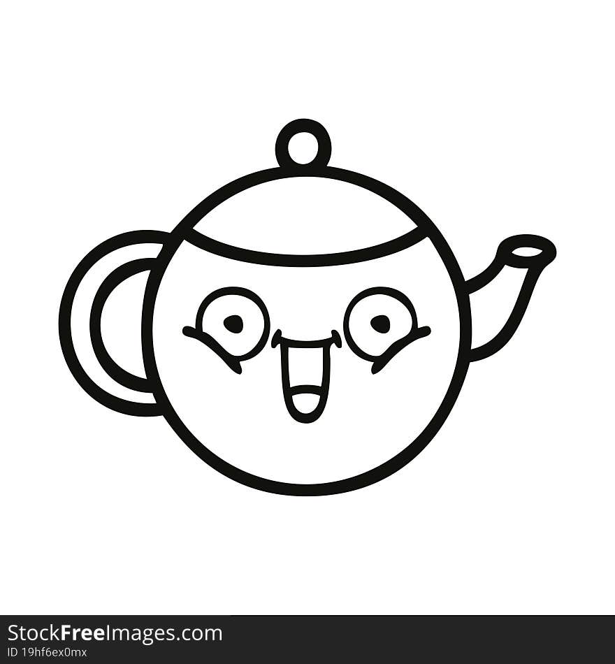 Line Drawing Cartoon Teapot