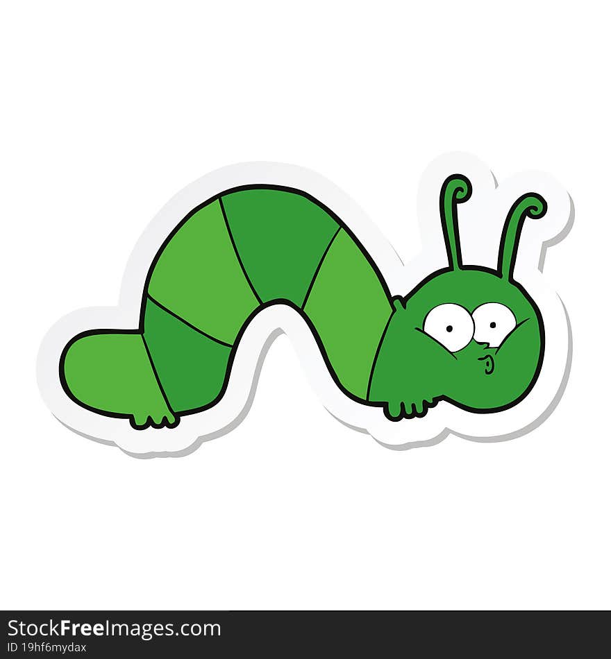 sticker of a cartoon caterpillar