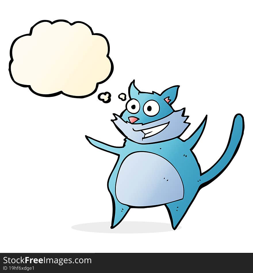 Funny Cartoon Cat With Thought Bubble