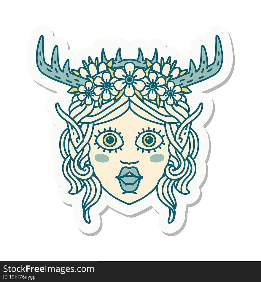 elf druid character face sticker