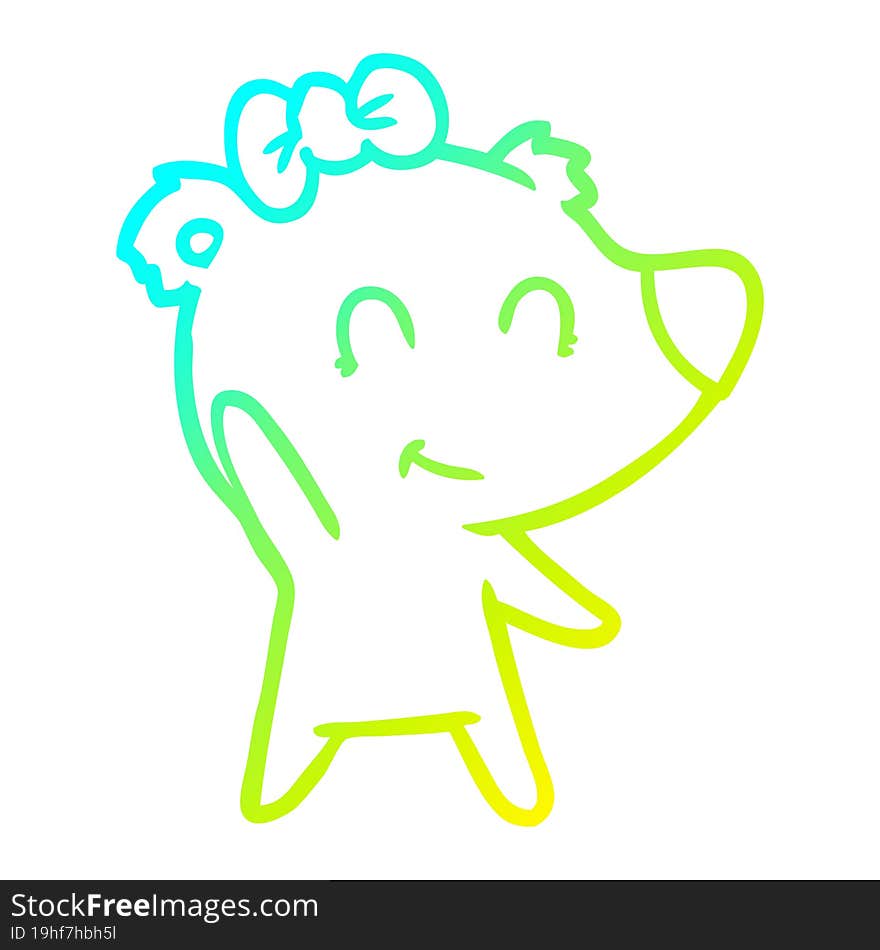 cold gradient line drawing female polar bear cartoon