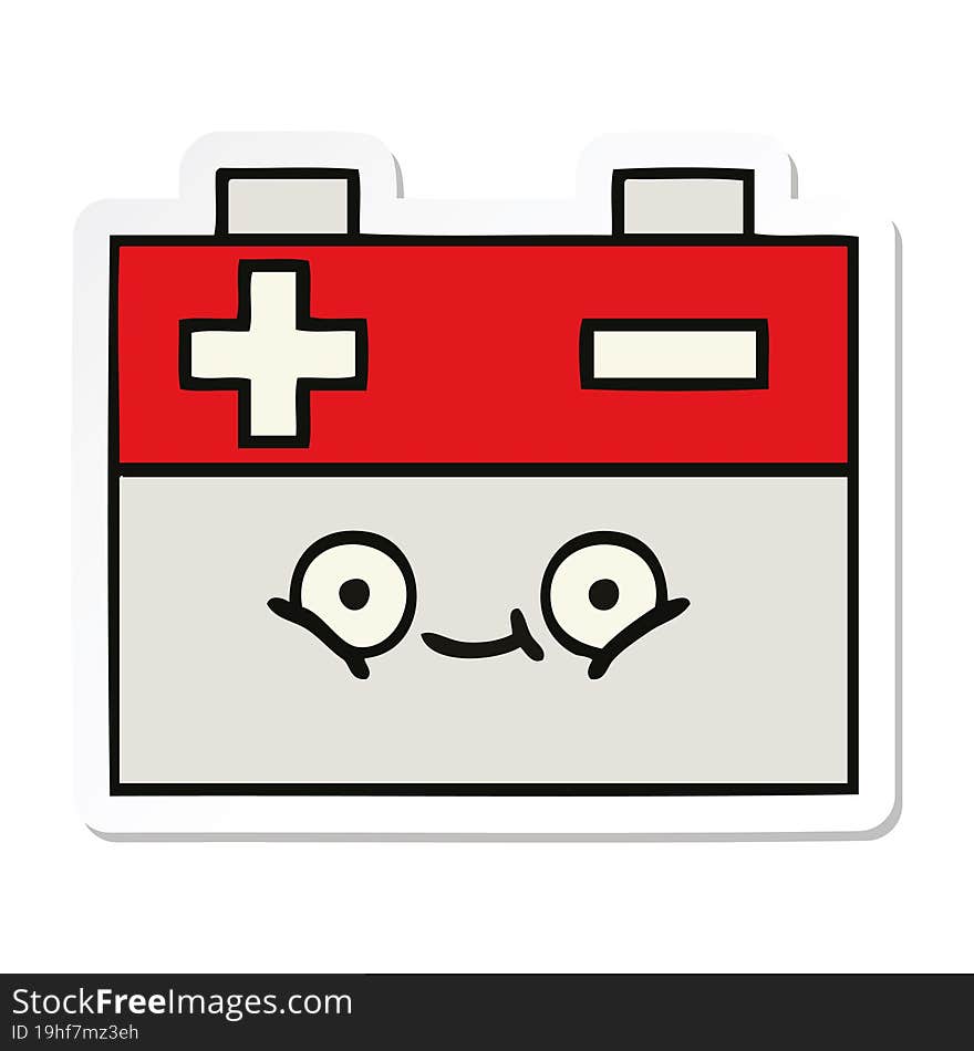 sticker of a cute cartoon car battery