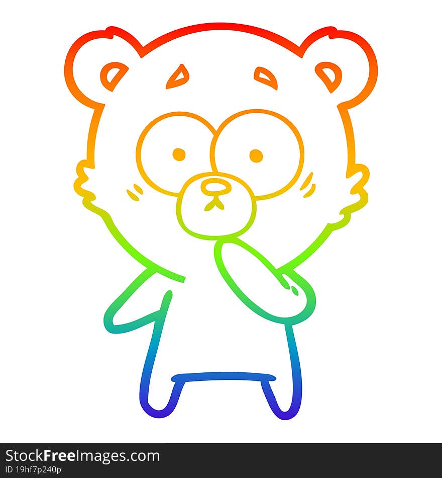 rainbow gradient line drawing nervous polar bear cartoon