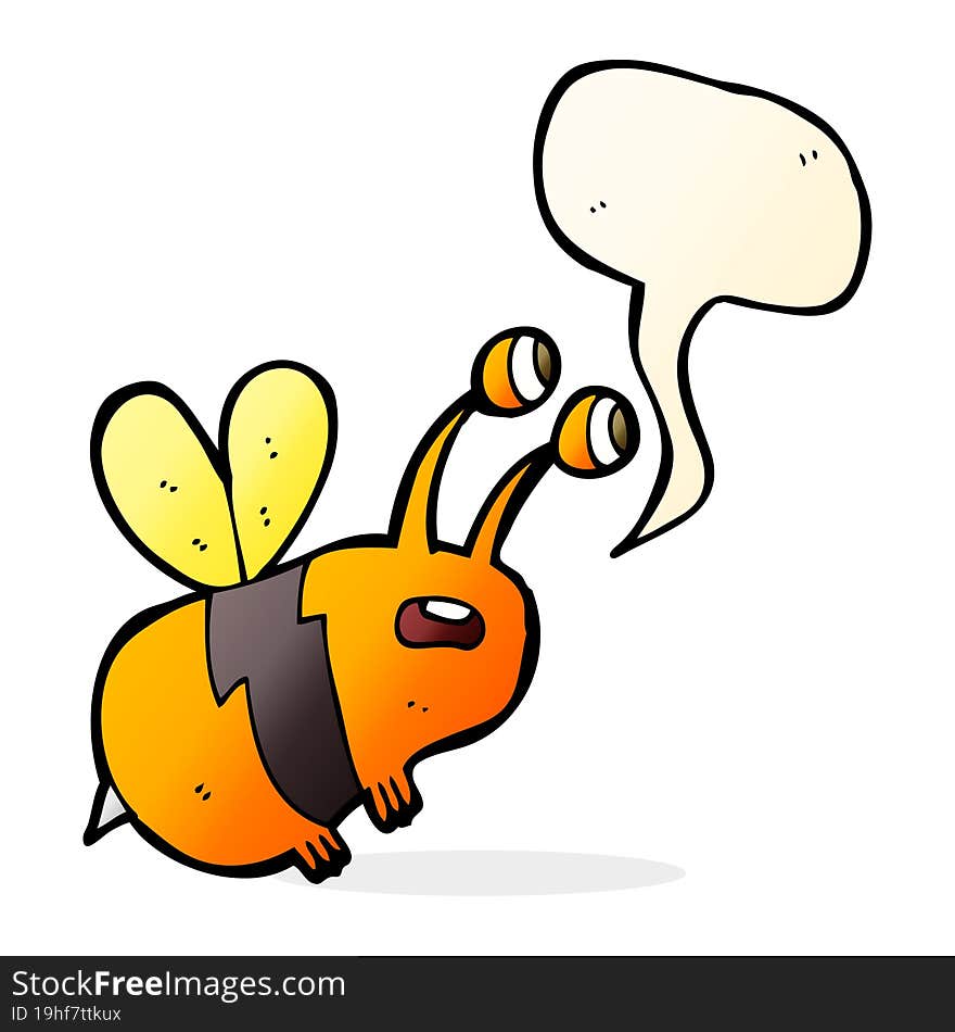 cartoon frightened bee with speech bubble