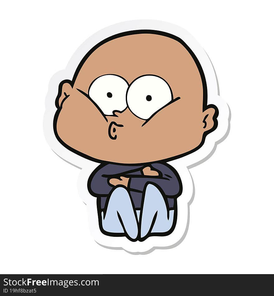 sticker of a cartoon bald man staring