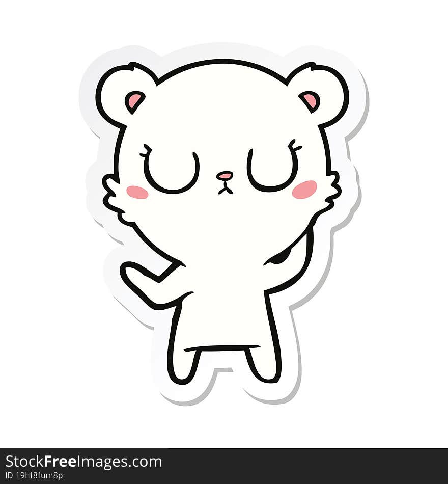 sticker of a peaceful cartoon polar bear