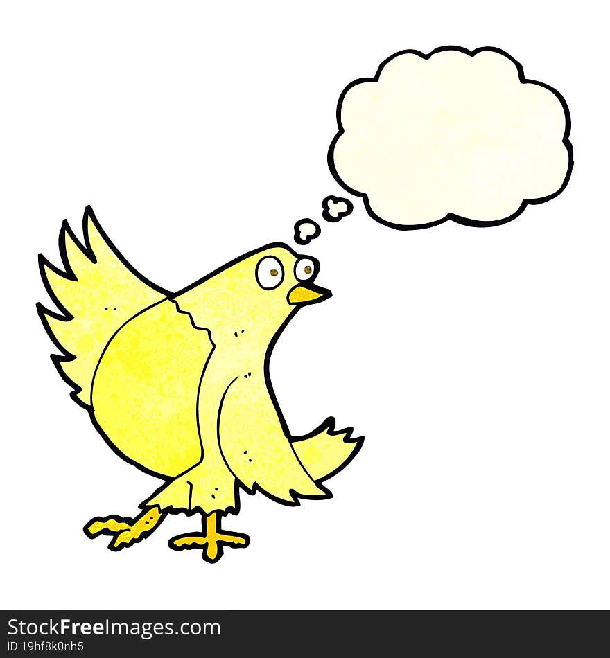 Cartoon Dancing Bird With Thought Bubble