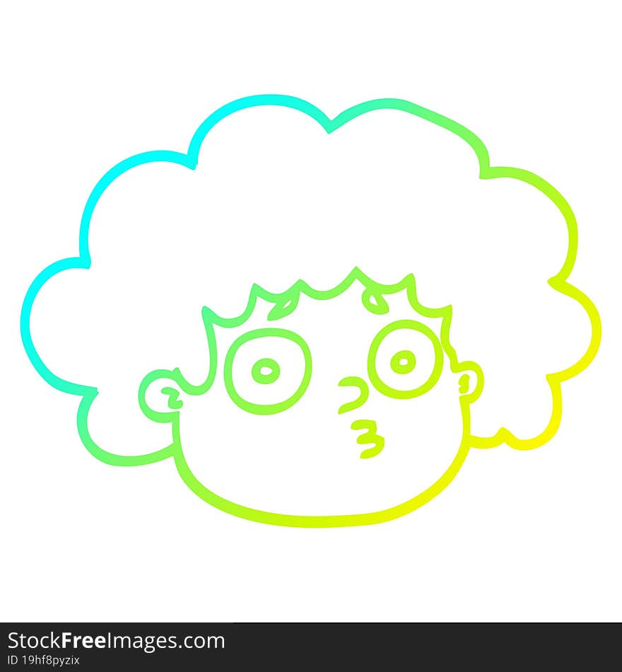 cold gradient line drawing cartoon big hair boy