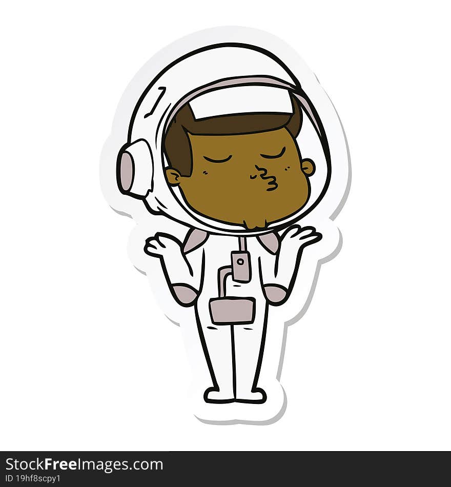 sticker of a cartoon confident astronaut