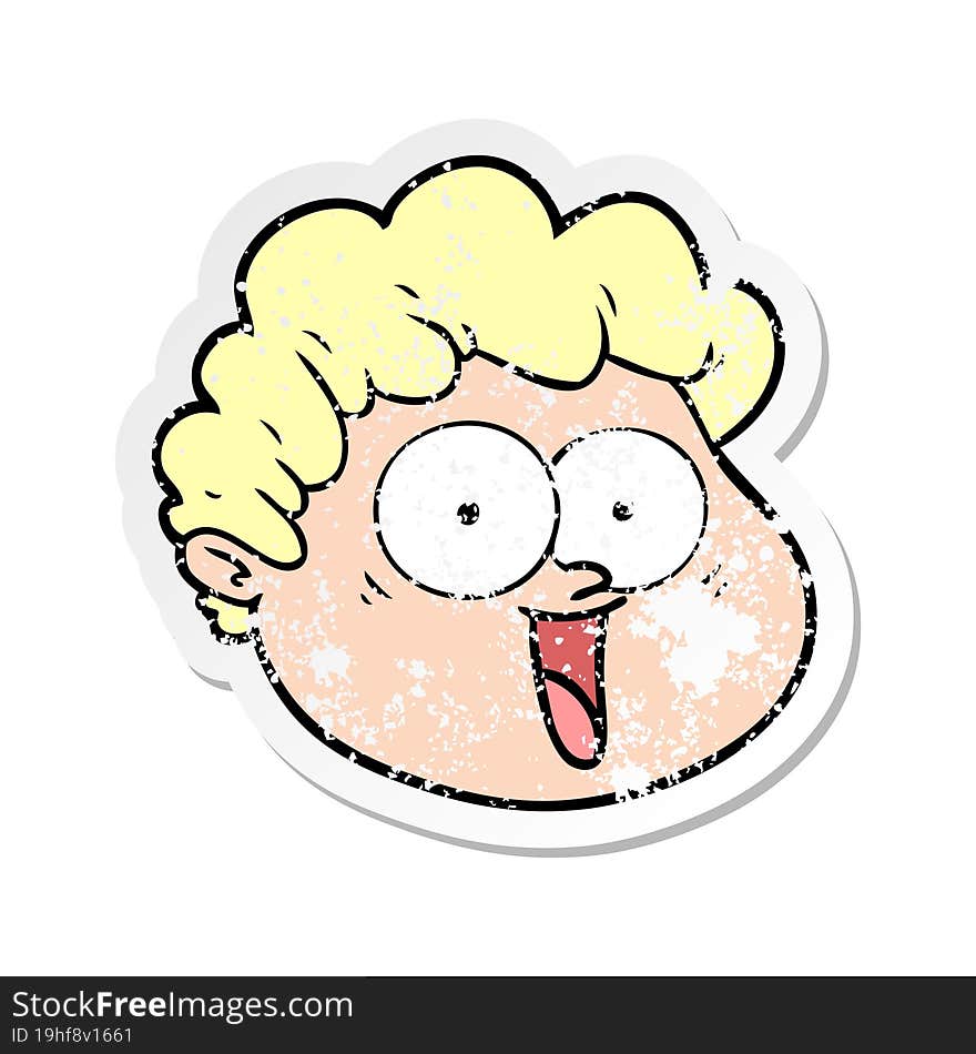 distressed sticker of a cartoon male face