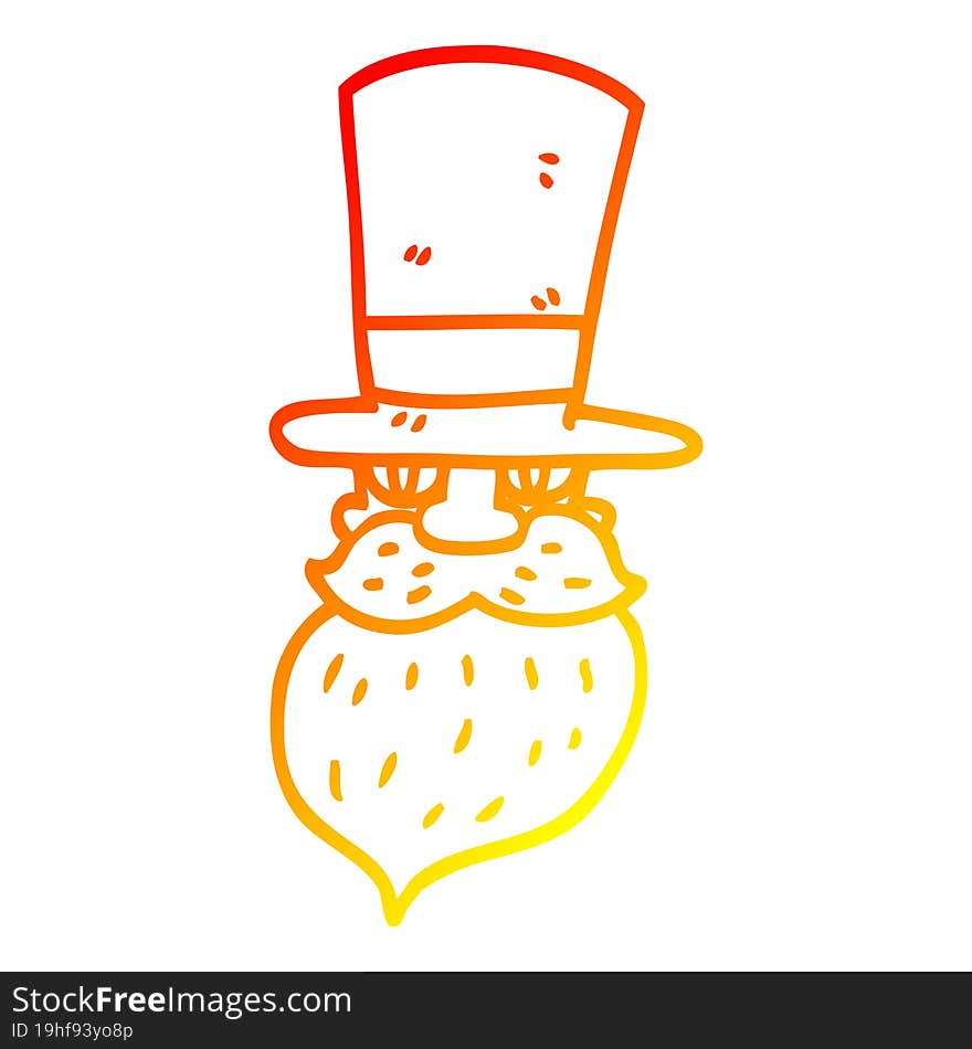 warm gradient line drawing cartoon man in top hat