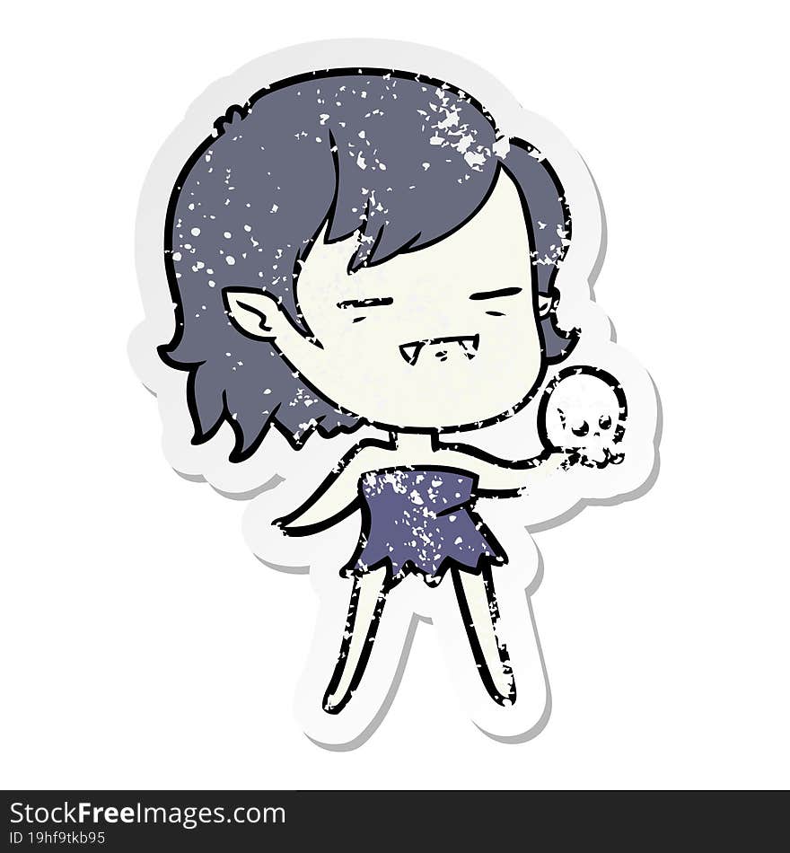 distressed sticker of a cartoon undead vampire girl