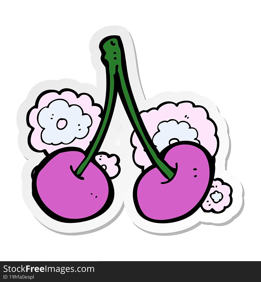 Sticker Of A Cartoon Cherries