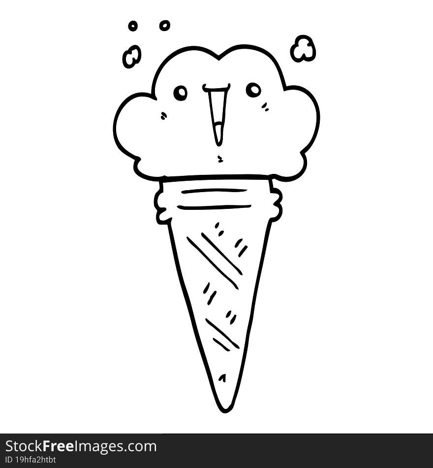 cartoon ice cream with face