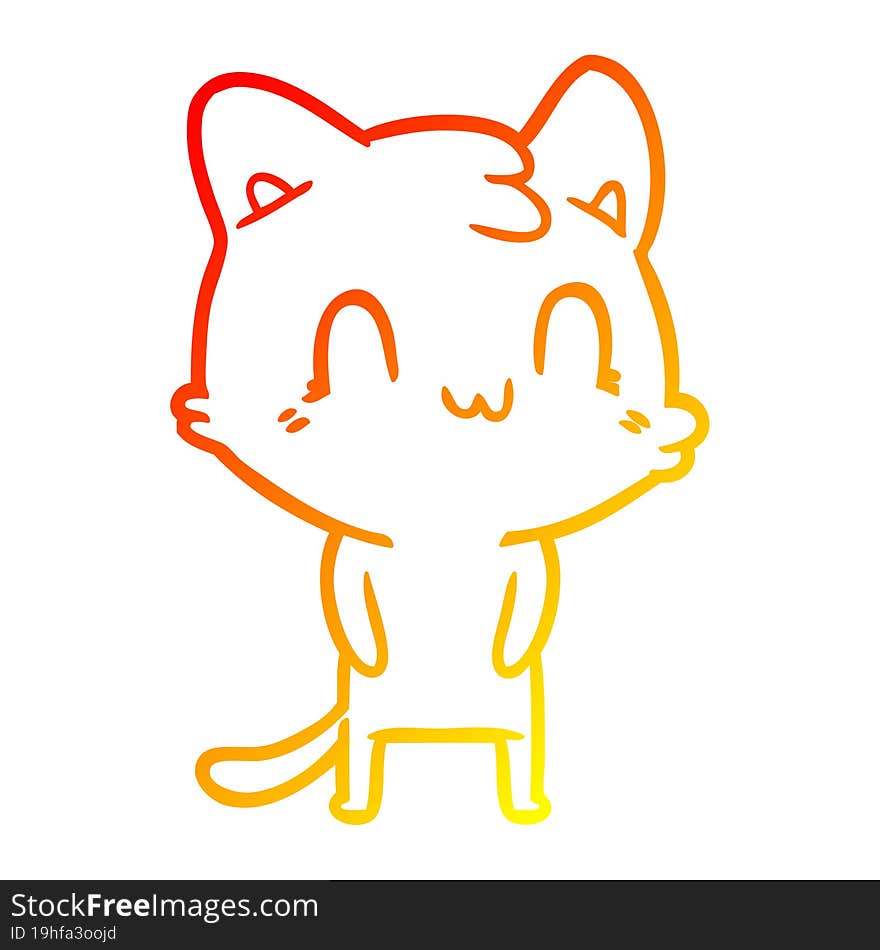 warm gradient line drawing cartoon happy cat