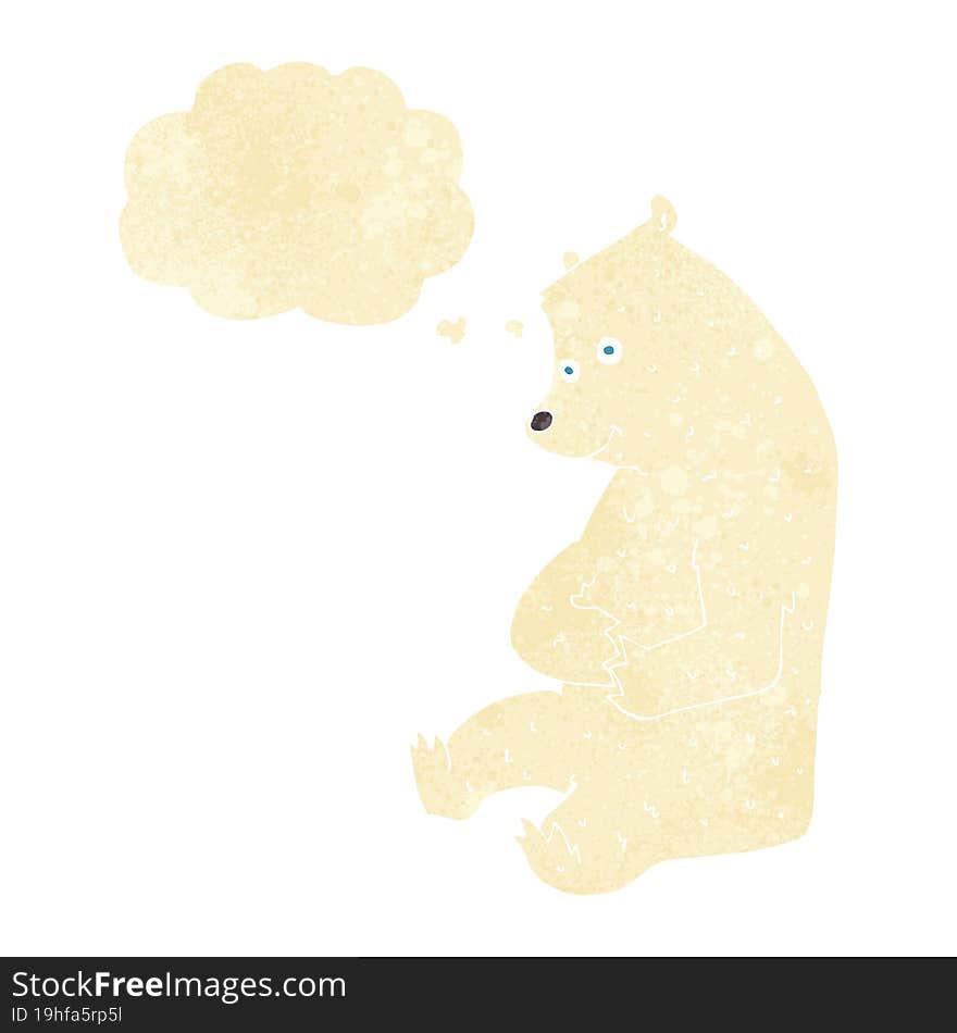 cartoon happy polar bear with thought bubble