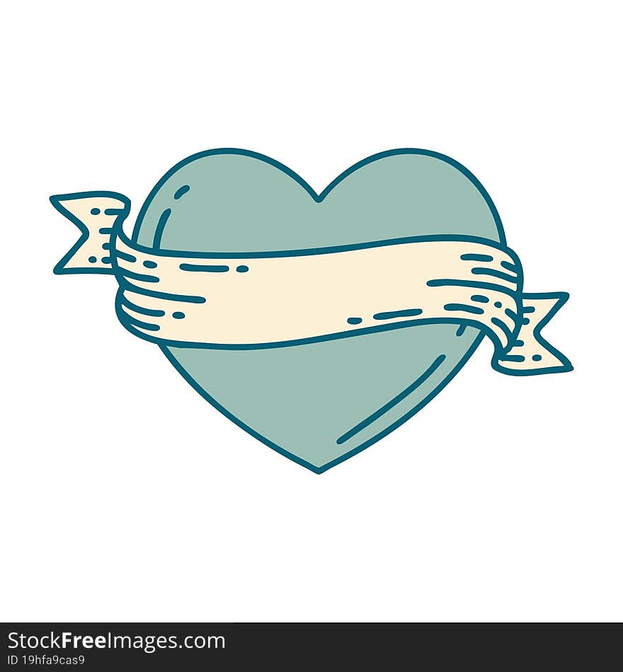 tattoo style icon of a heart and banner