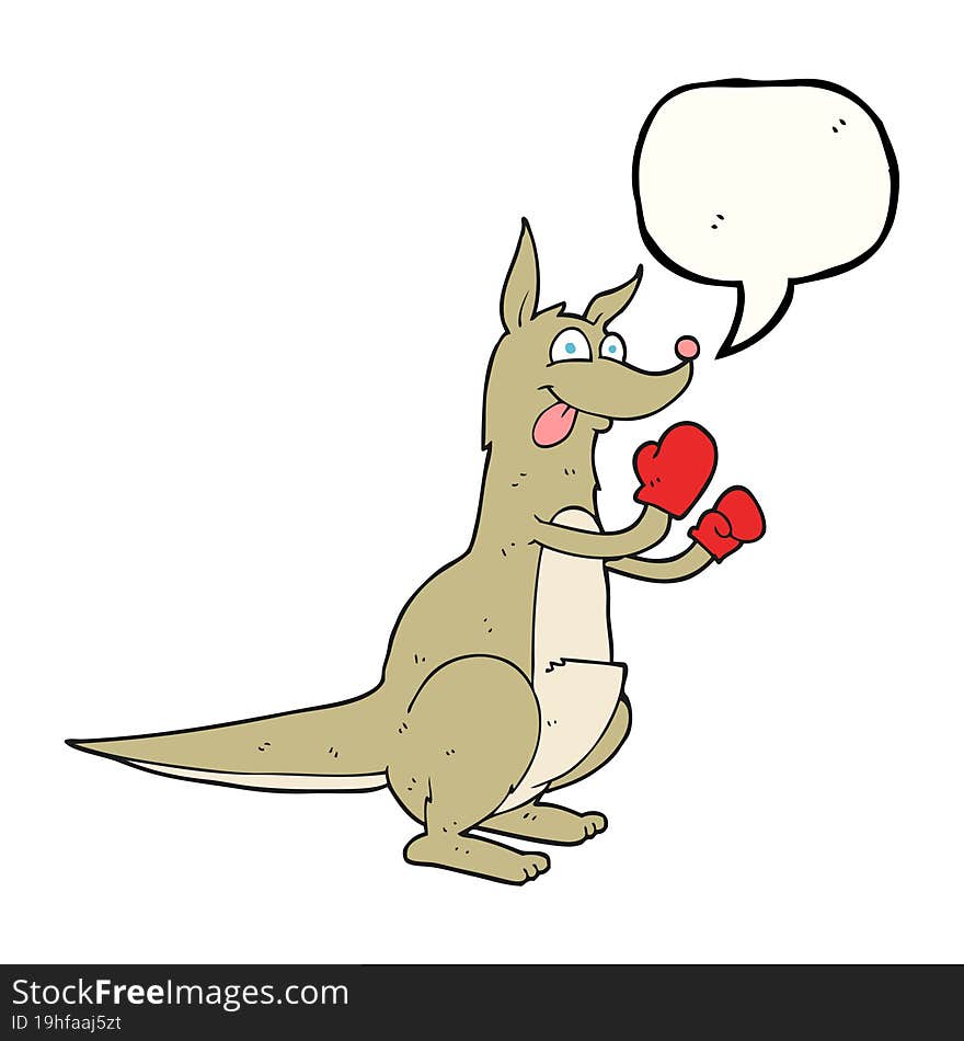 Speech Bubble Cartoon Boxing Kangaroo