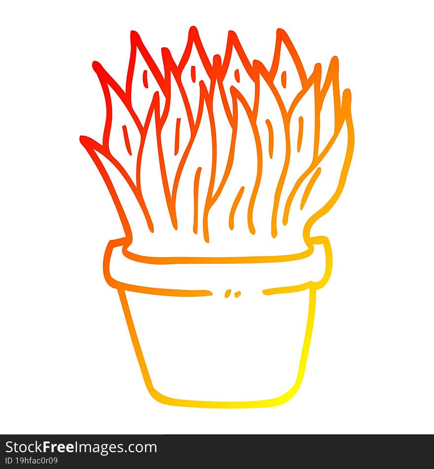 warm gradient line drawing cartoon house plant