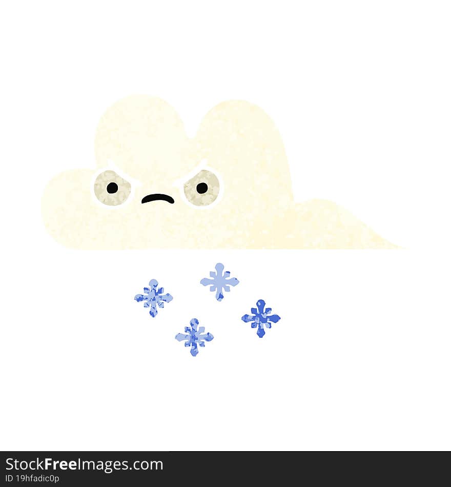 Retro Illustration Style Cartoon Snow Cloud