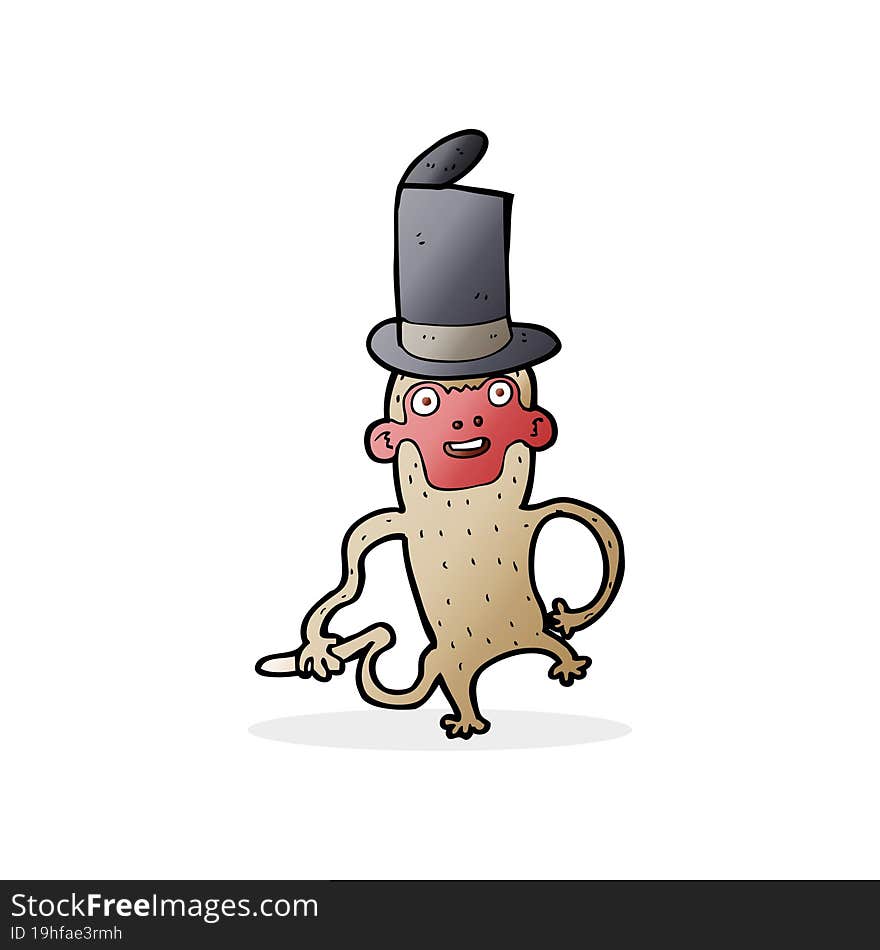 Cartoon Monkey Wearing Top Hat