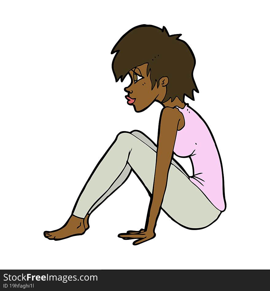 Cartoon Woman Sitting