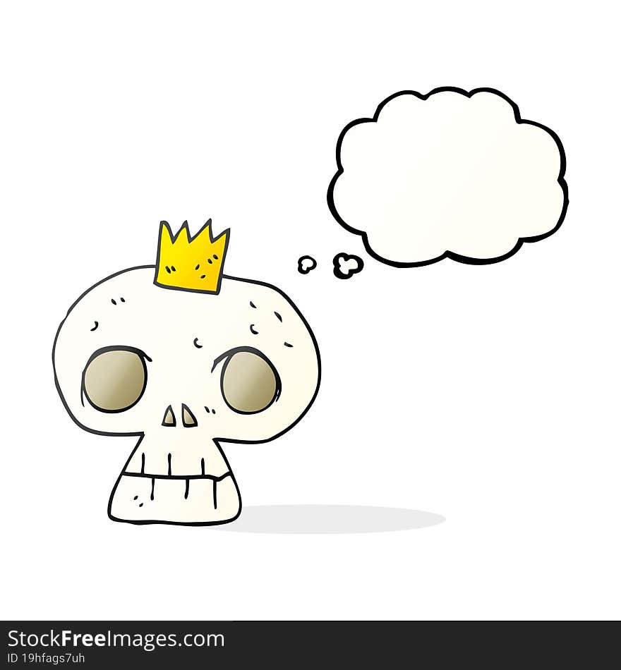 thought bubble cartoon skull with crown