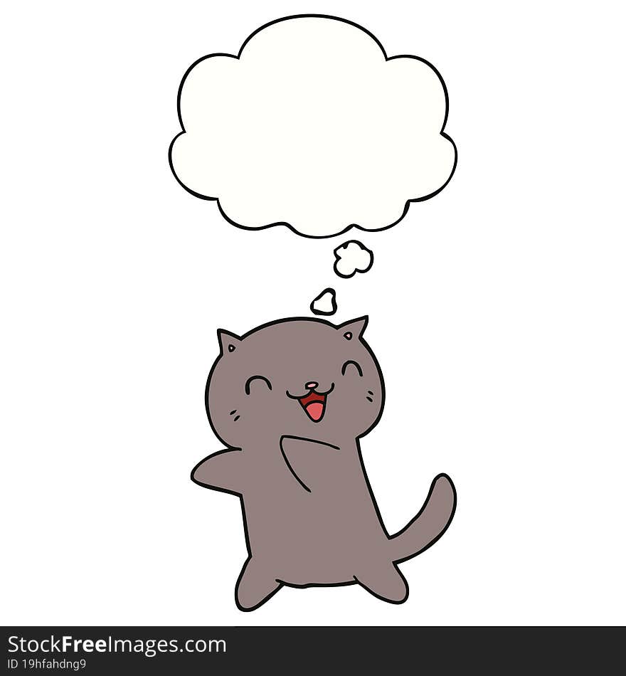 Cartoon Cat And Thought Bubble