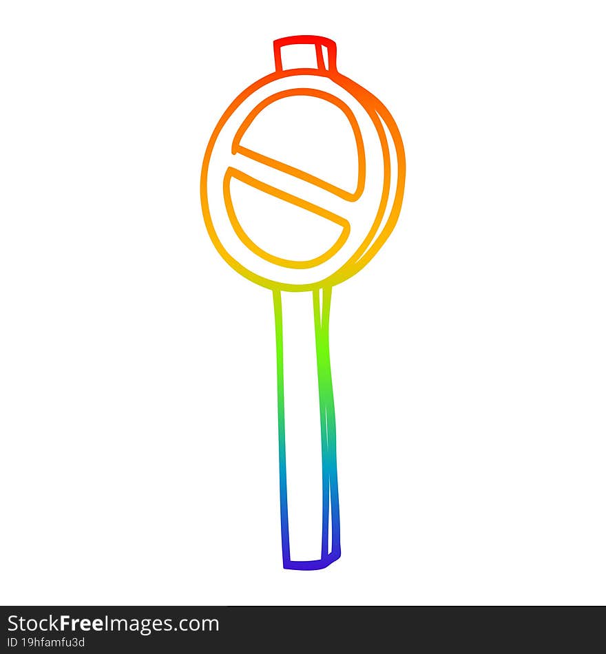 rainbow gradient line drawing of a cartoon warning sign