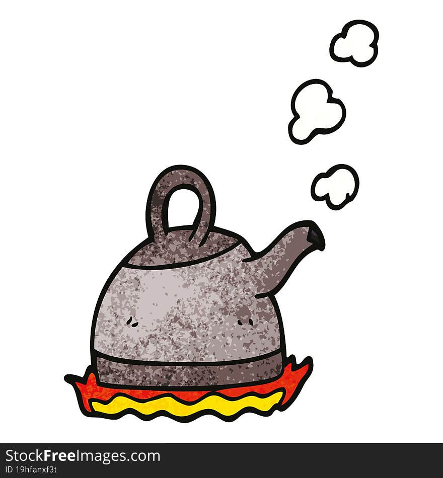 cartoon doodle kettle on stove