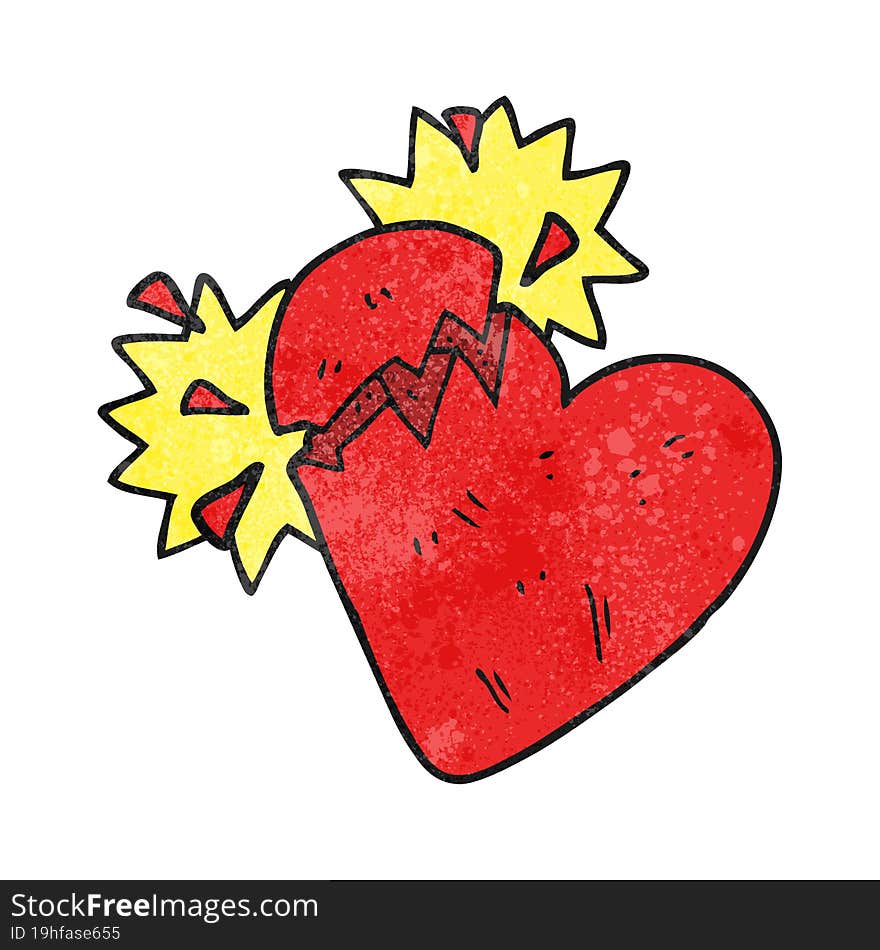 textured cartoon broken heart