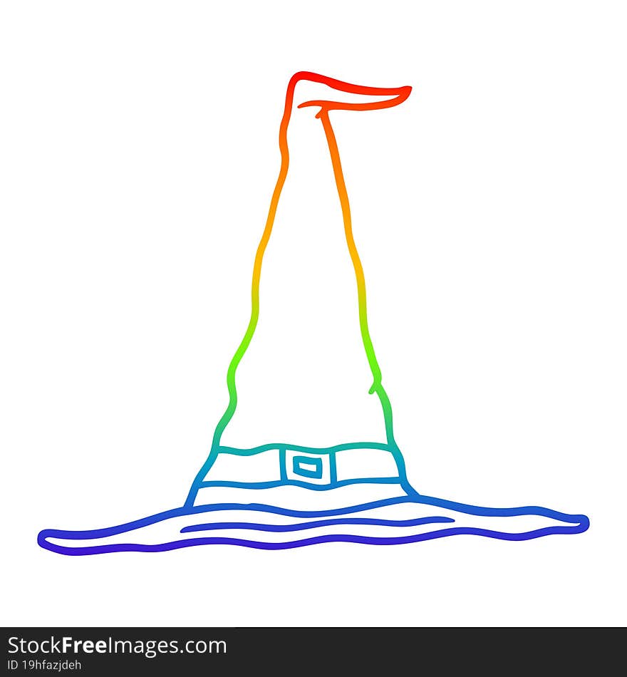 rainbow gradient line drawing cartoon witch hat